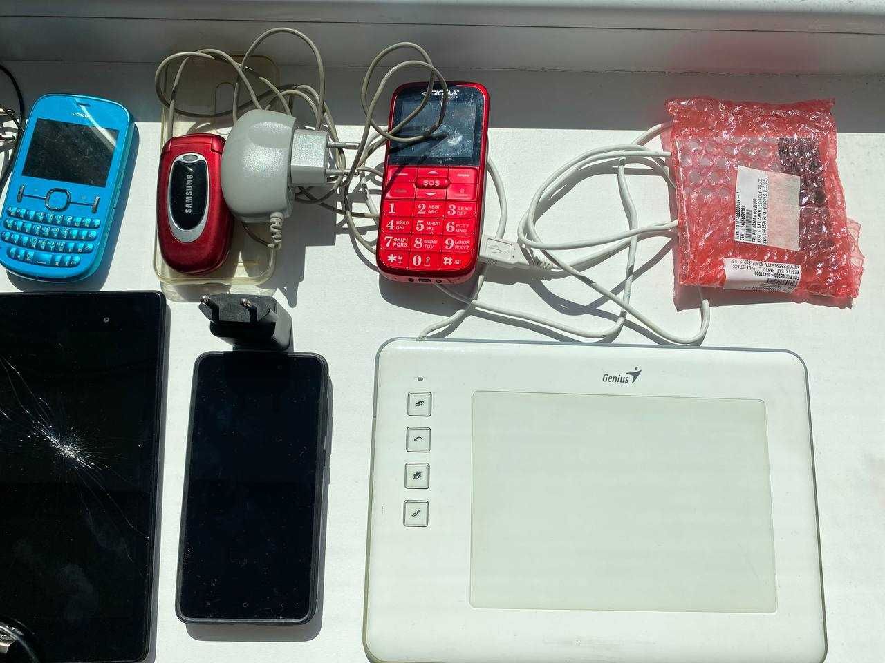 Різна електроніка бу - планшети, телефони, мишки, зарядне, джойстики
