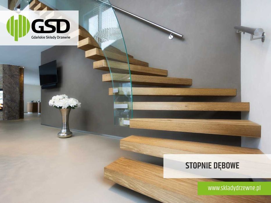 Dębowe stopnie schodowe 25mmx1100x690