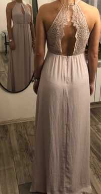Długa sukienka z koronkowymi detalami H&M