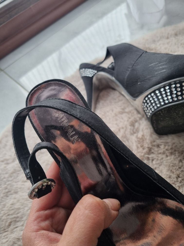 Buty szpilki na szpilce platformy open toe odkryty palec