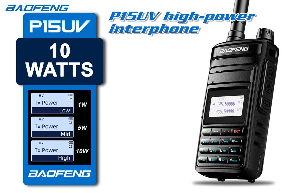 Baofeng Radio, 999 Channels, 10 Watts, USB Type-C Charging64409441093507122