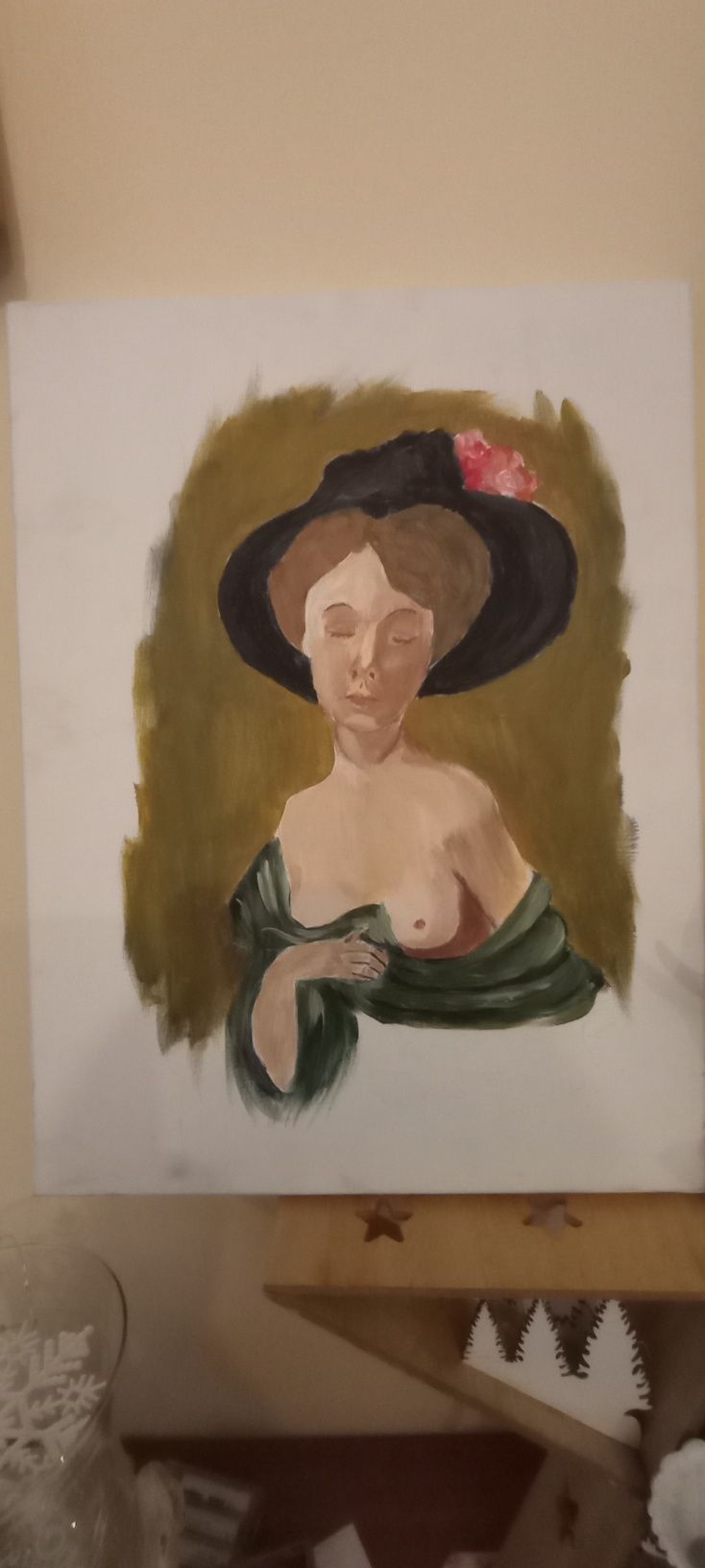 Piękny portret kobiety malowany art deco