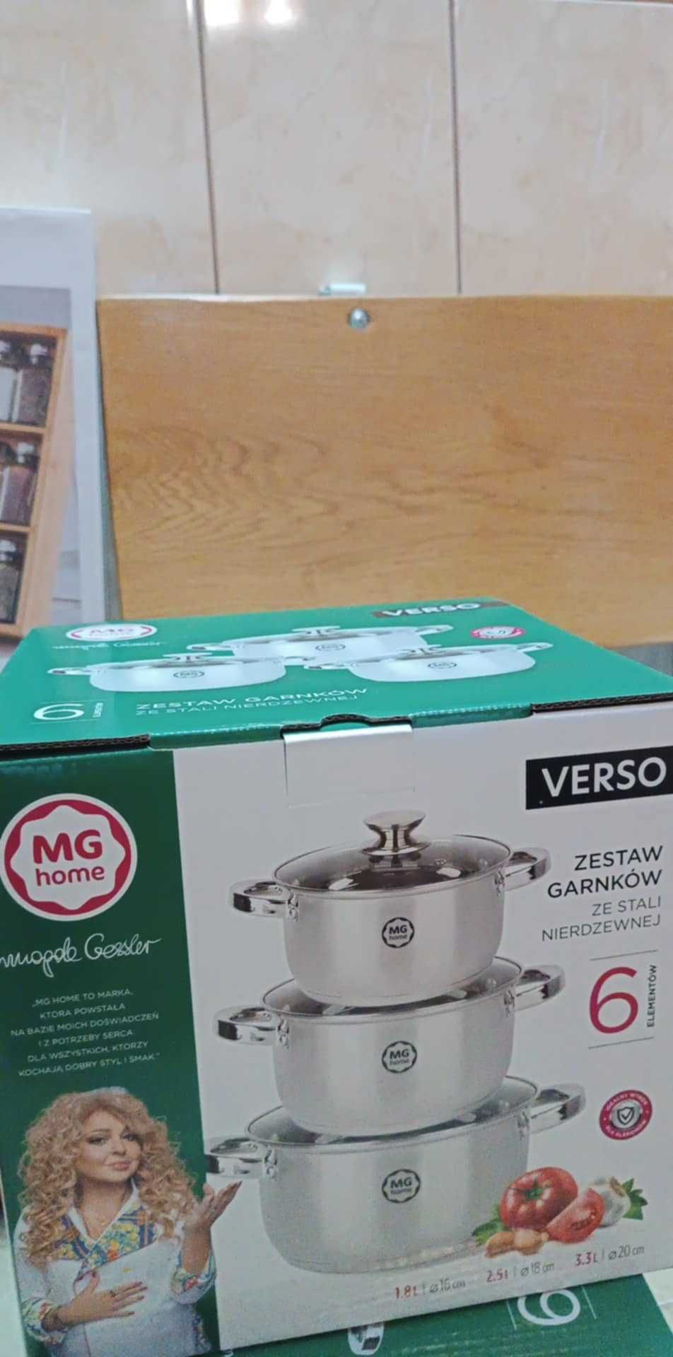 MG home Verso komplet 3 garnków 6 elementów stalowe zestaw indukcja