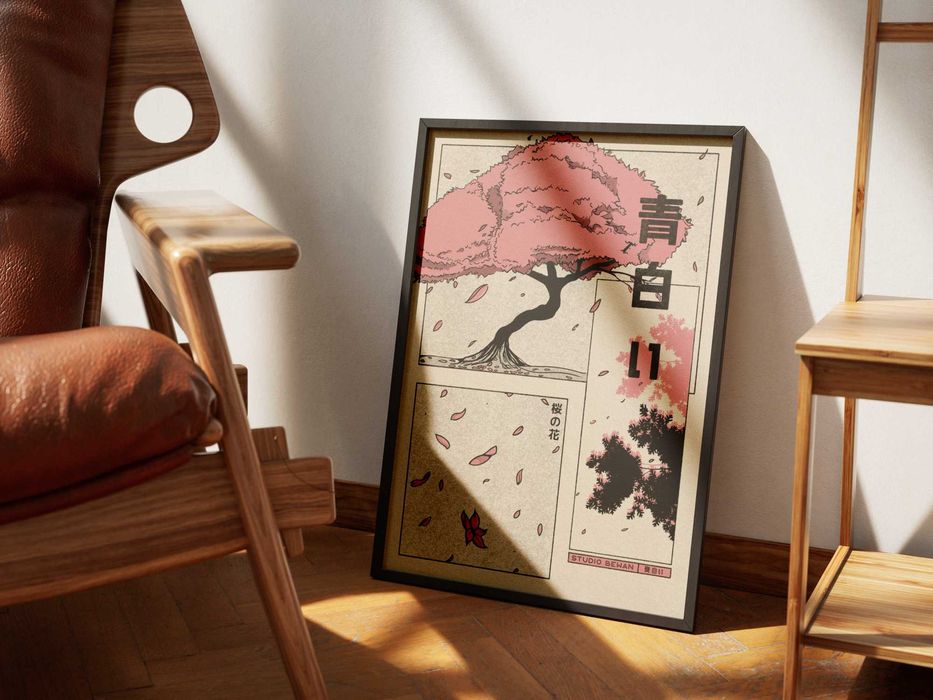 Plakat Sakura Drzewo kwitnącej wiśni Japan/Japoński