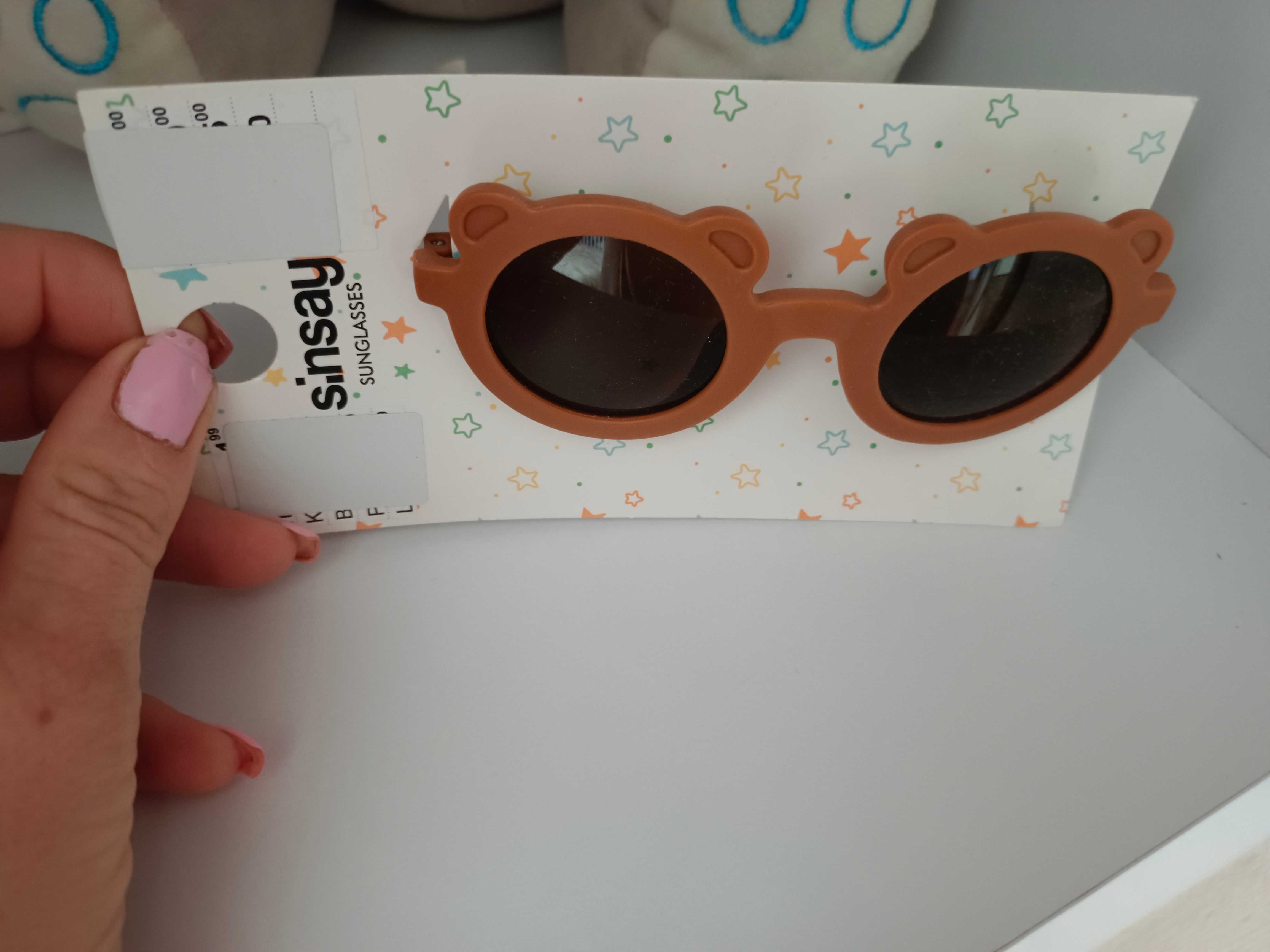 Nowe okulary przeciwsłoneczne miś UV400 brązowe dla dzieci brązowe