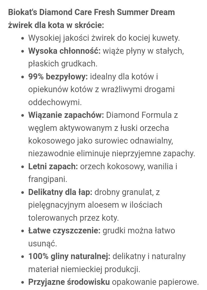 Żwirek zbrylający Premium Diamond Care summer edition 10litrów