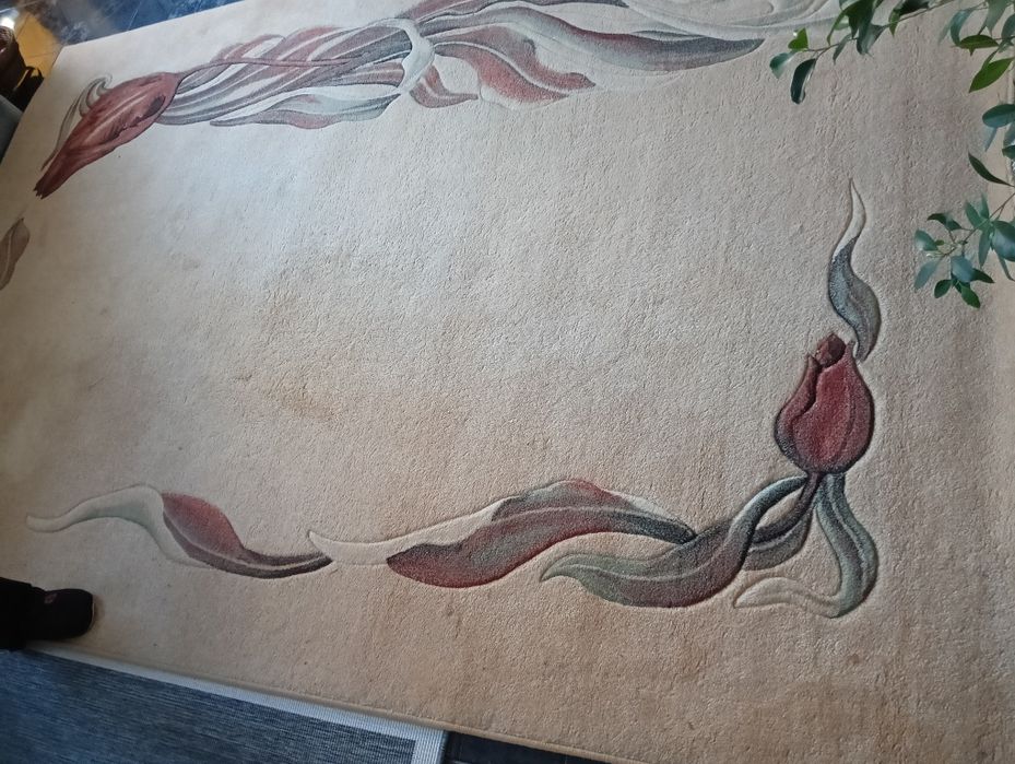 Dywan wełniany 200x300 beżowy duży