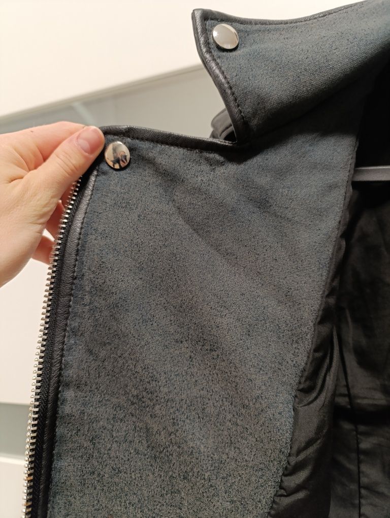 Ramoneska damska skórzana czarna Bershka eko skóra S