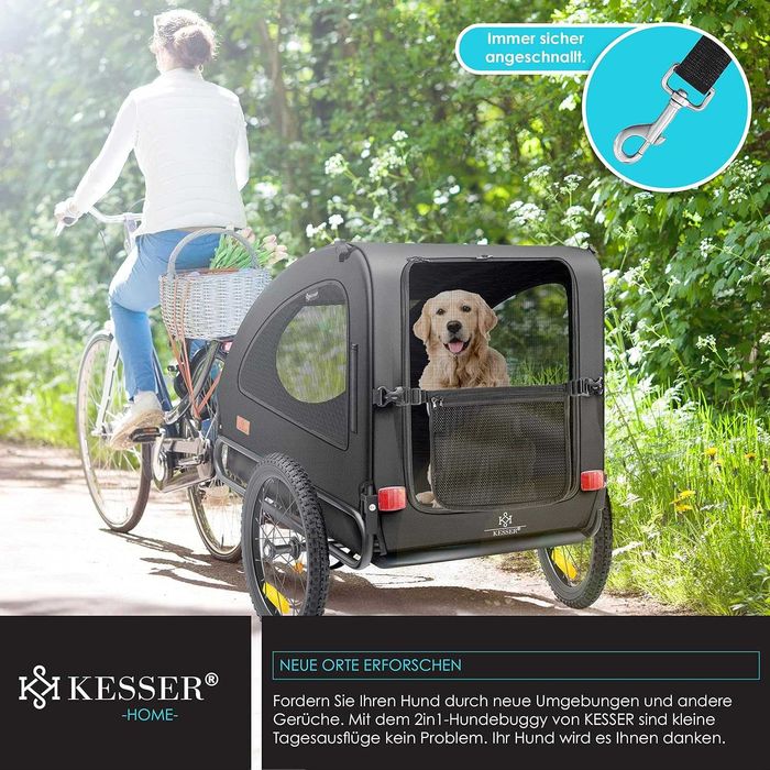Kesser Przyczepka rowerowa dla psa kota 2W1 do roweru 45KG czarna