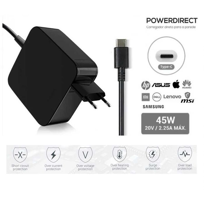 Carregador Transformador Generico USB-C 45W 20V 2.25A