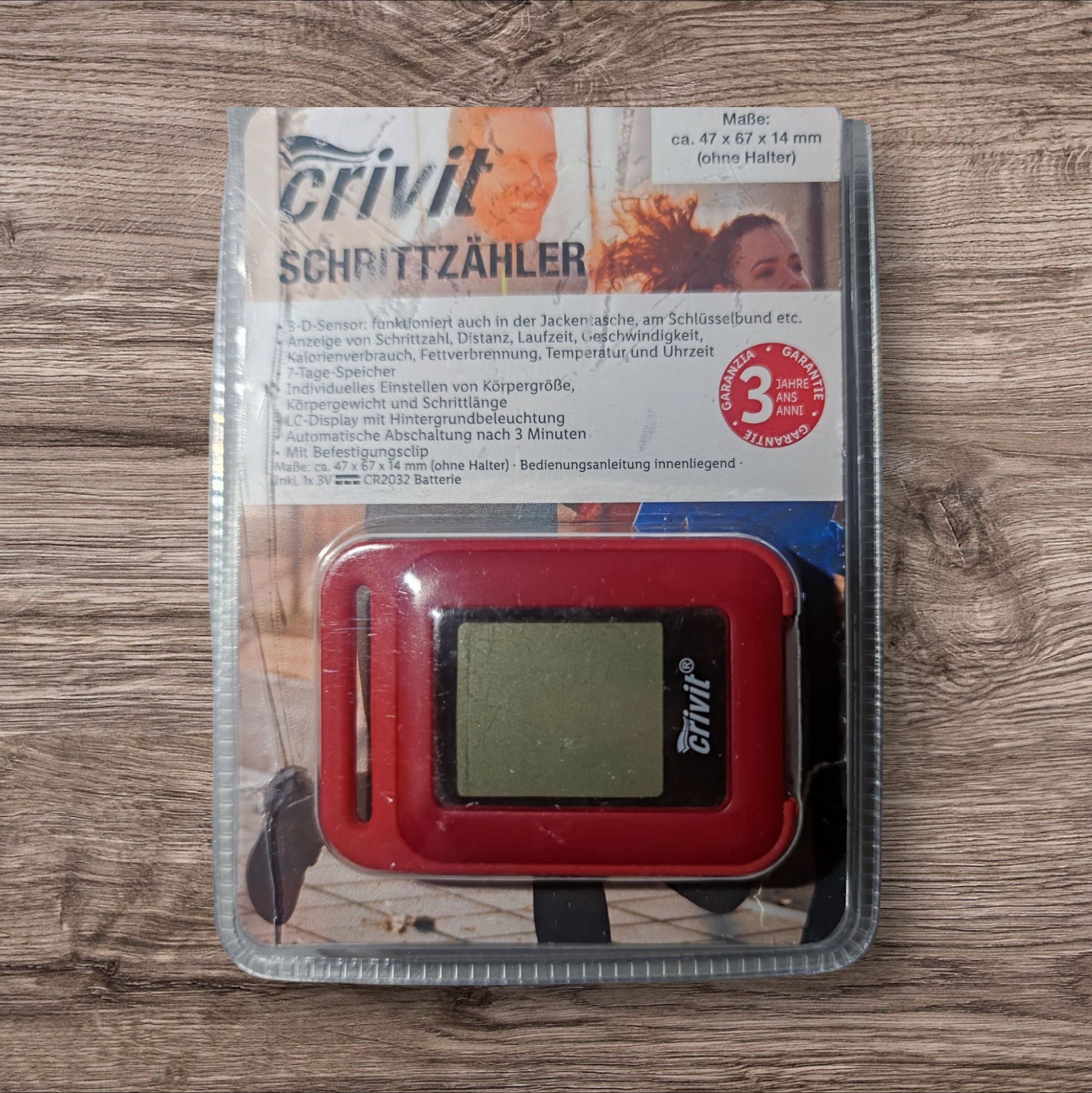 CRIVIT Krokomierz z czujnikiem 3D wyświetlacz LCD CZERWONY