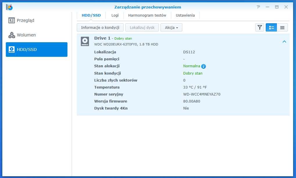 Dysk sieciowy Synology DiskStation DS112 plus WD Green 2TB