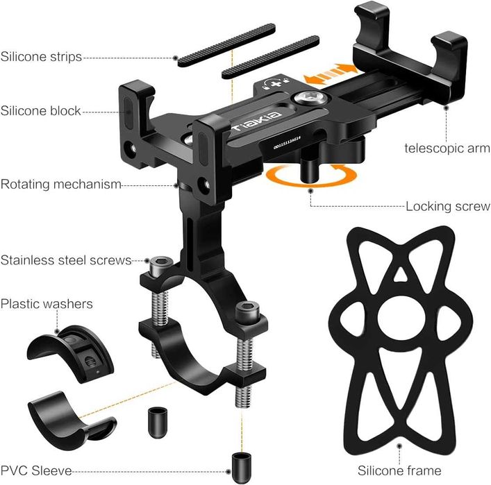 Tiakia U6-9901 uchwyt Rowerowy motorowy pancerny 4,7-7,2'' do telefonu