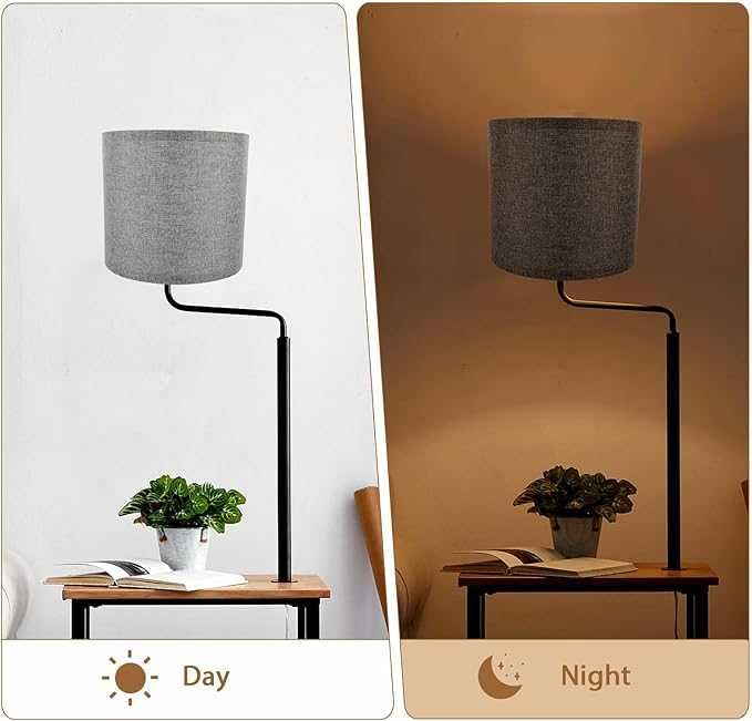 NOLITOY Abażur z tkaniny bawełnianej szary średnica 20 cm