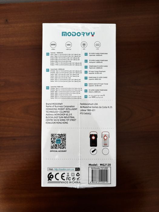 MEGA PowerBank 60000mAh com Laterna e Pega NOVA