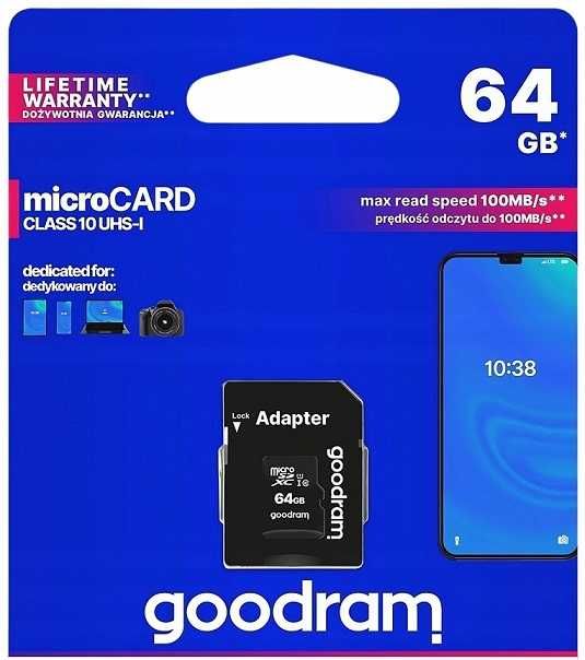 Karta 64GB Goodram + Adapter MS PRO DUO do PSP * Video-Play Wejherowo