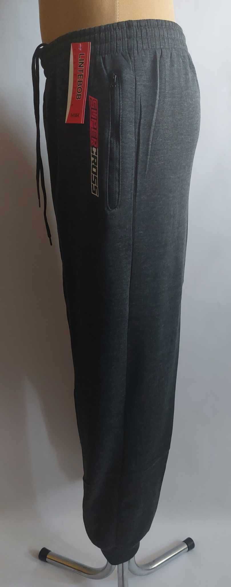 Spodnie męskie dresowe ocieplane meszkiem LINTEBOB g R-41506-K r. L