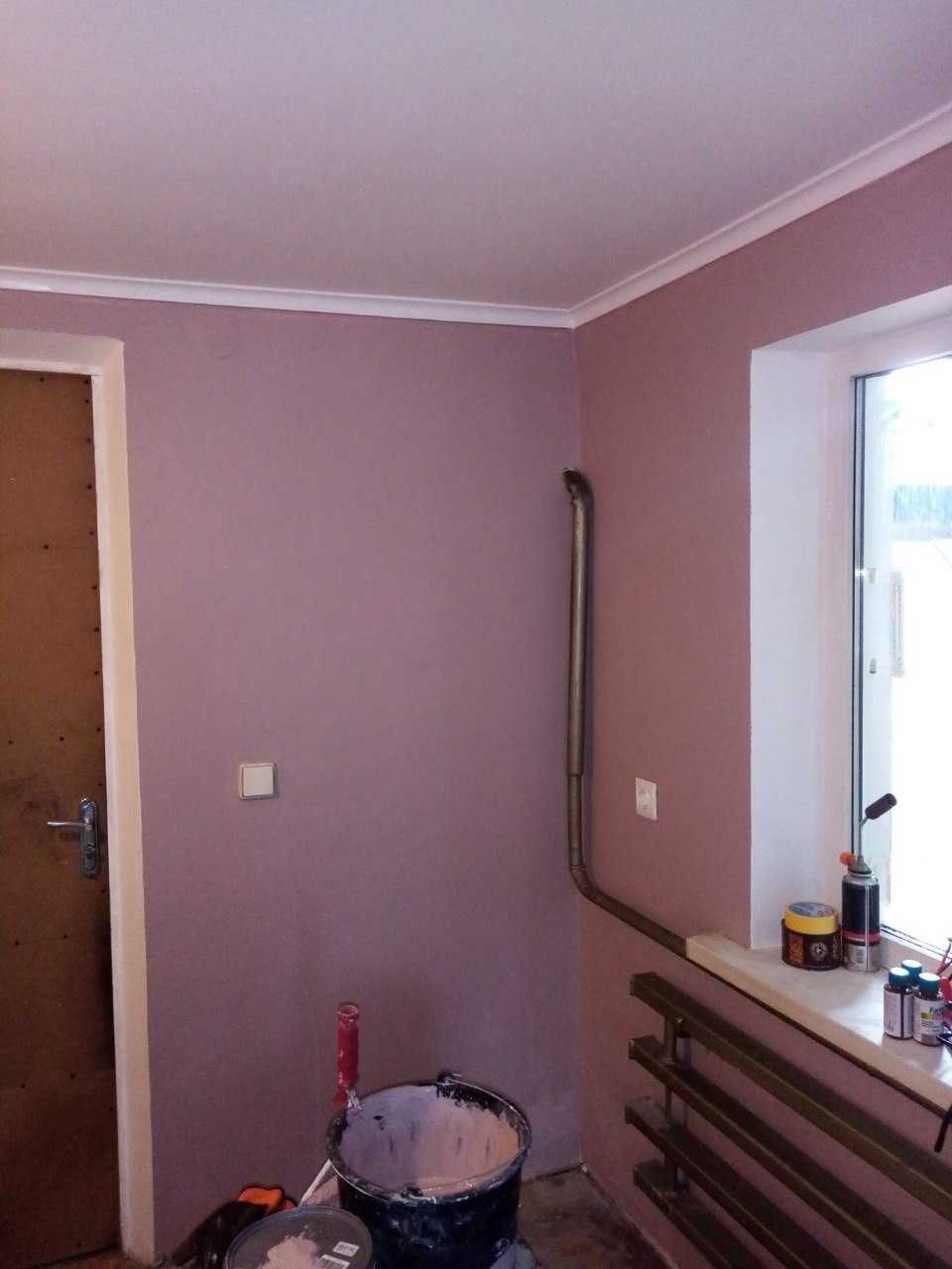 выравнивание стен потолка  шпаклевка  поклейка обои  откосы