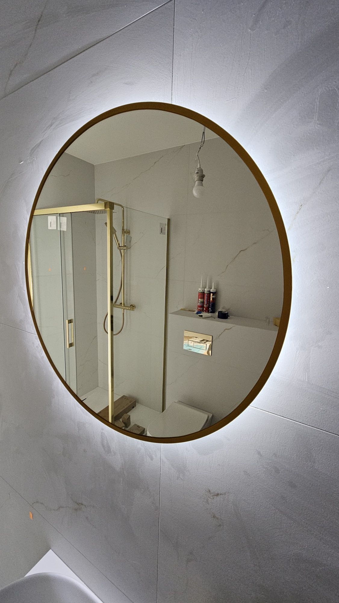 Smartwoods Bright lustro 60 cm okrągłe z oświetleniem LED złote