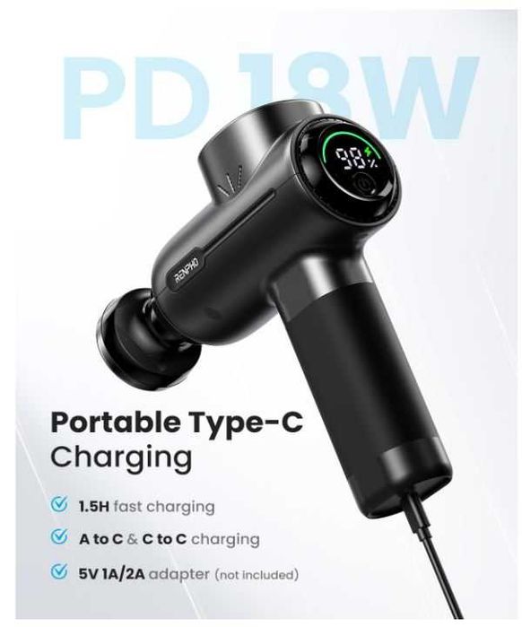 Pistolet do masażu z funkcją podgrzewania i Bluetooth RENPHO