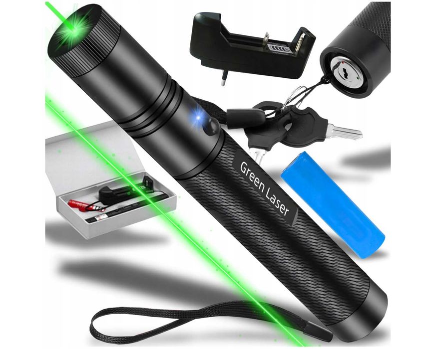 Laser Mocny Wskaźnik Laserowy Ultra Zielony Pointer Akumulator 4w1