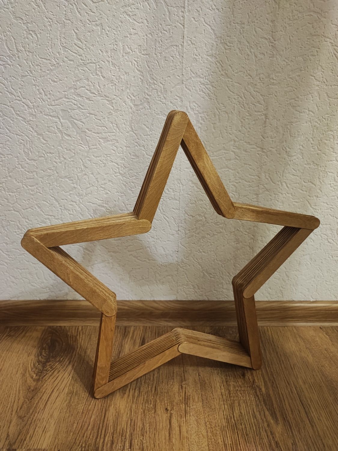 Gwiazda drewniana z patyczków Hand Made Ozdoba Lampka nocna