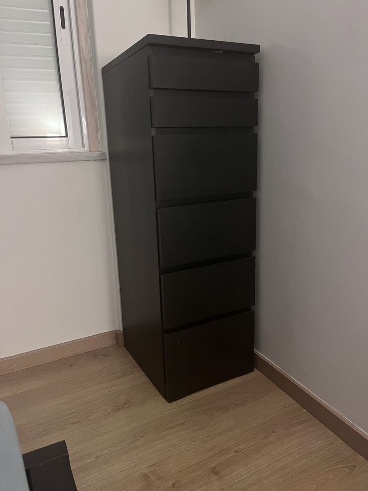 Comoda com 6 gavetas malm preta