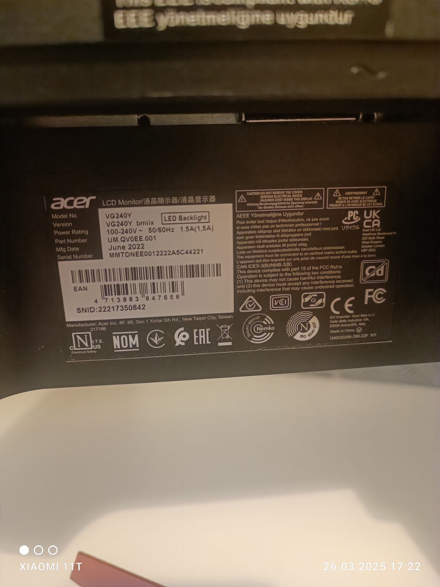 Monitor gamingowy ACER
