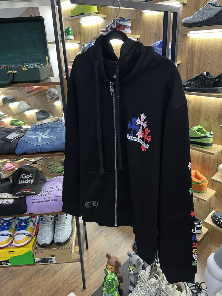 Зіп Худі Chrome Hearts Multi Color Cross Black