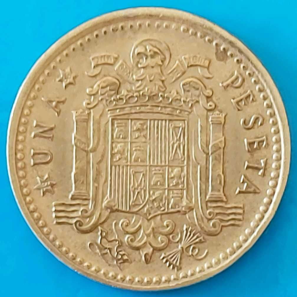 Una Peseta de 1966 com *68* na estrela, Espanha
