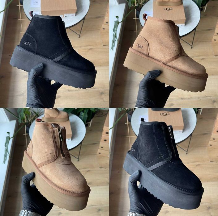Женские ботинки UGG Neumel Platform Zip Slipper 36-41 Натур Овчина!