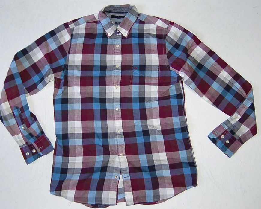 TOMMY HILFIGER ROZ.S koszula męska slim fit w kratę ciepła