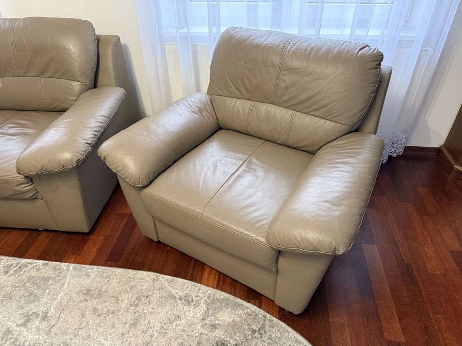 Narożnik z fotelem JAK NOWY wypoczynek skóra naturalna