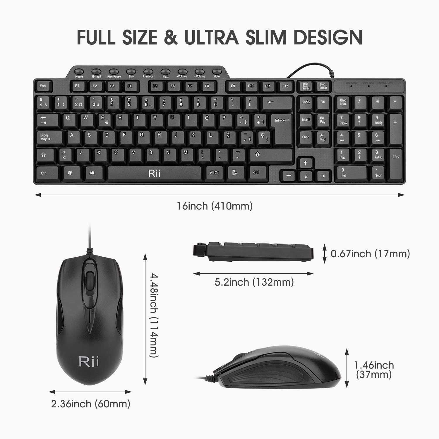 Rii RK203 Combo Klawiatura i mysz przewodowa,