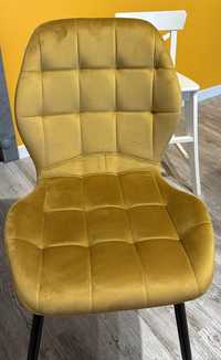 Krzesło welurowe 2 sztuki musztardowe, odcienie żółtego