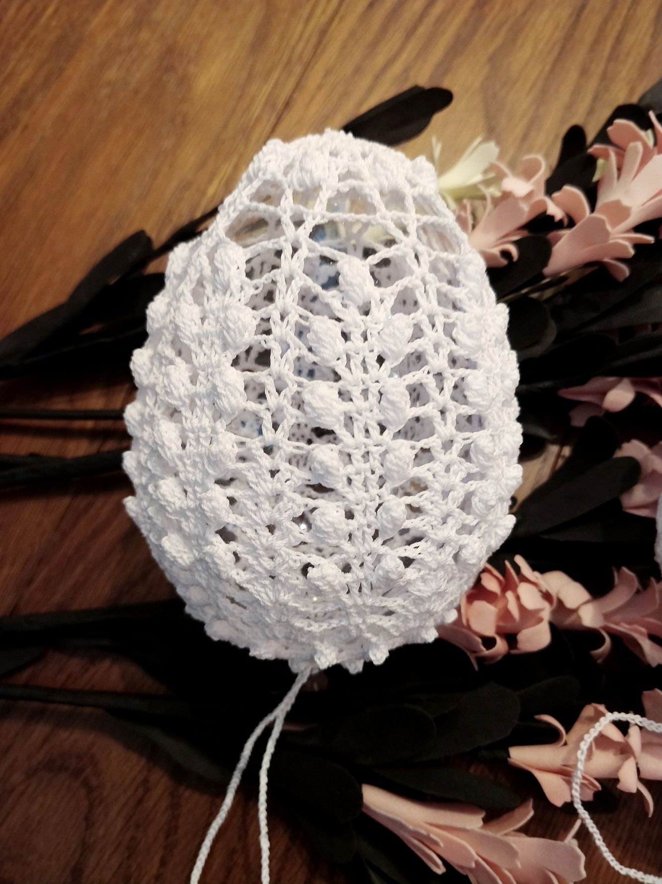 Duże ażurowe ozdobne pisanki zawieszki Komplet Handmade 3 szt