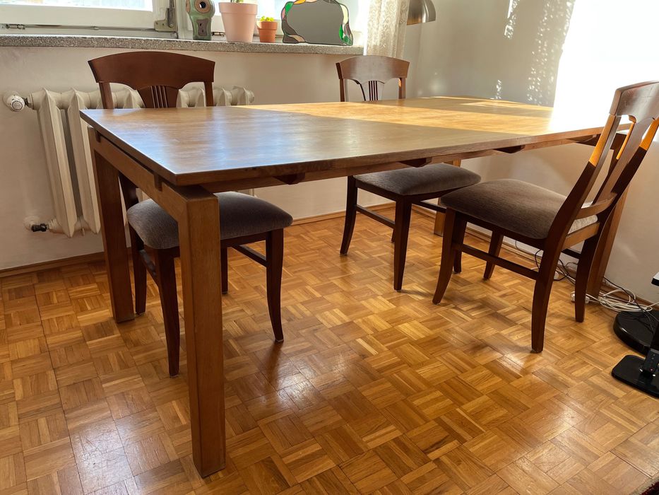 Duży Stół ‼️DREWNIANY‼️ z 4 krzesłami