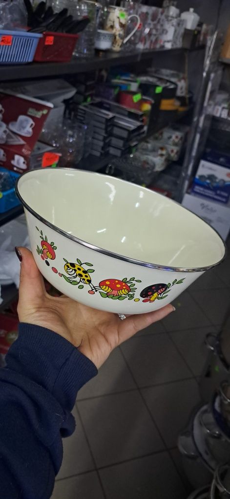MISKA EMALIOWANA z pokrywką miseczka pojemnik