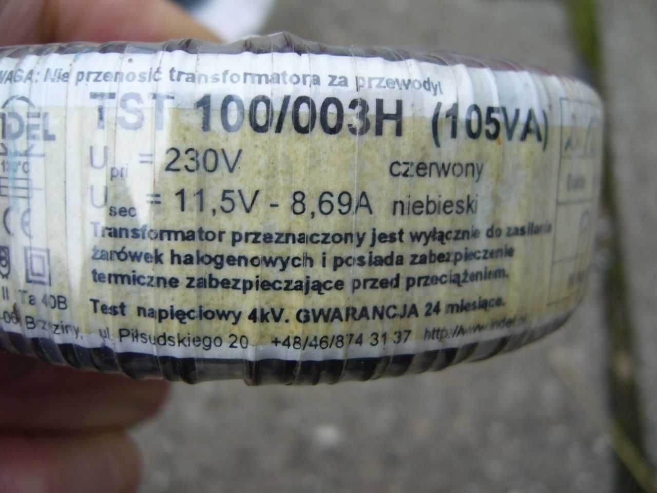 Transformator toroidalny 11,5 V / 8,69 A
