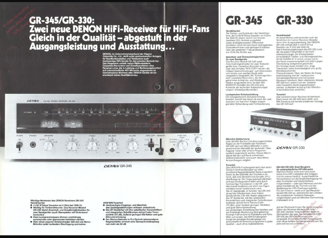Odbiornik stereo DENON GR-330, 2x75W, nowa cena 900 dm, wyprodukowany