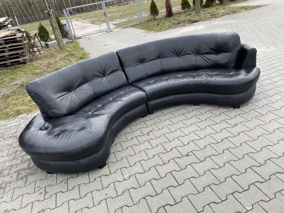 Sofa, kącik skórzany czarny