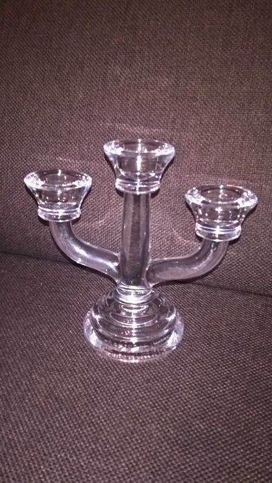 szklany świecznik three-head style