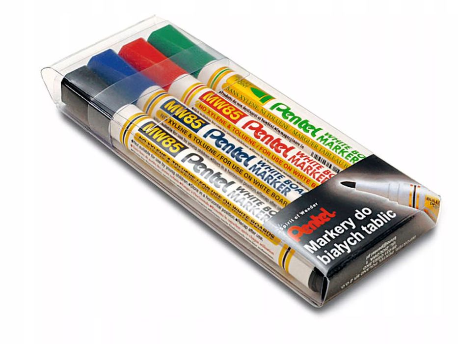 Markery do tablic białych, 4 kolory. Pentel