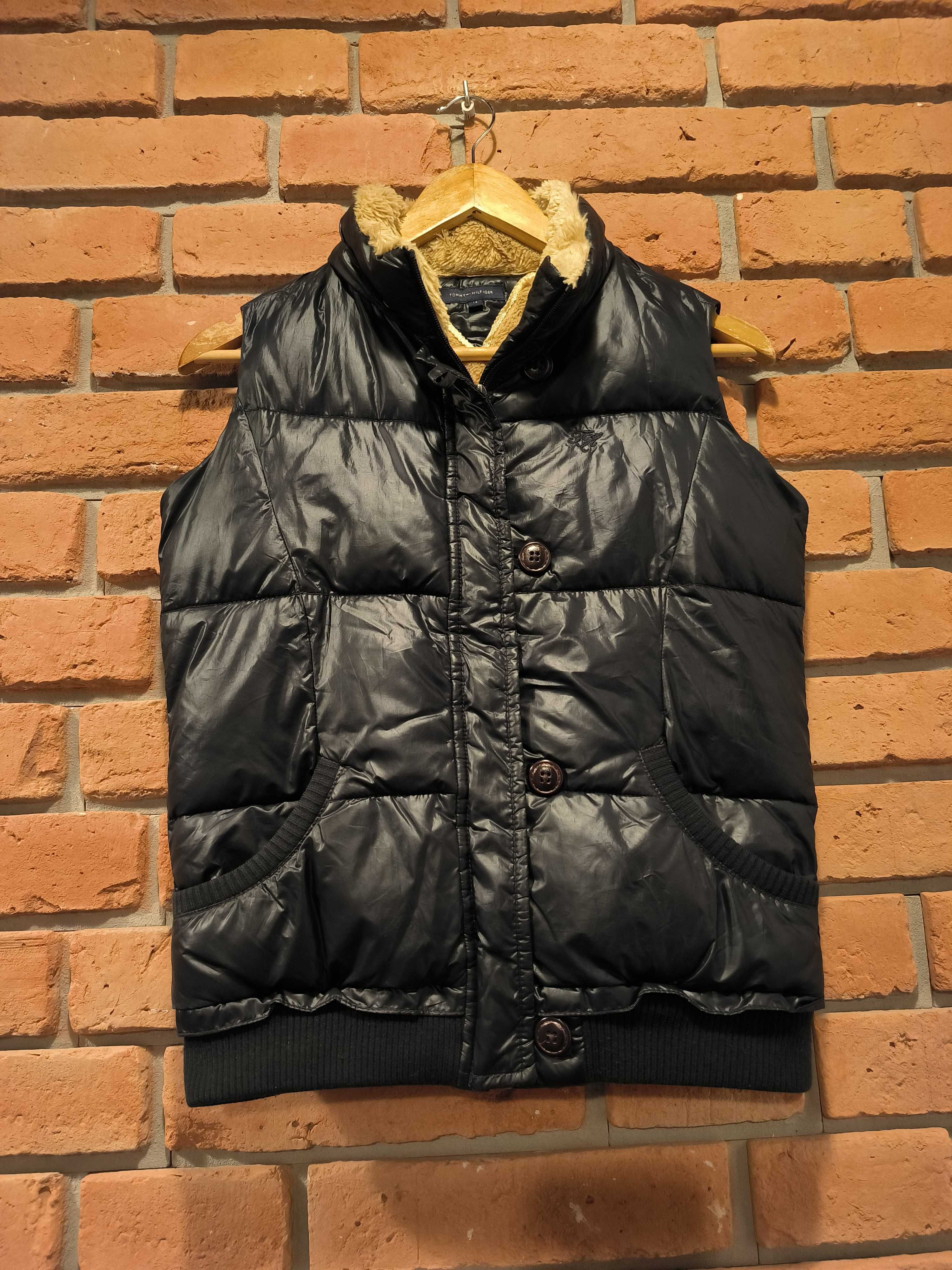 Bezrękawnik Puchowy Zimowy Tommy Hilfiger Kamizelka Duże Logo Ocieplan