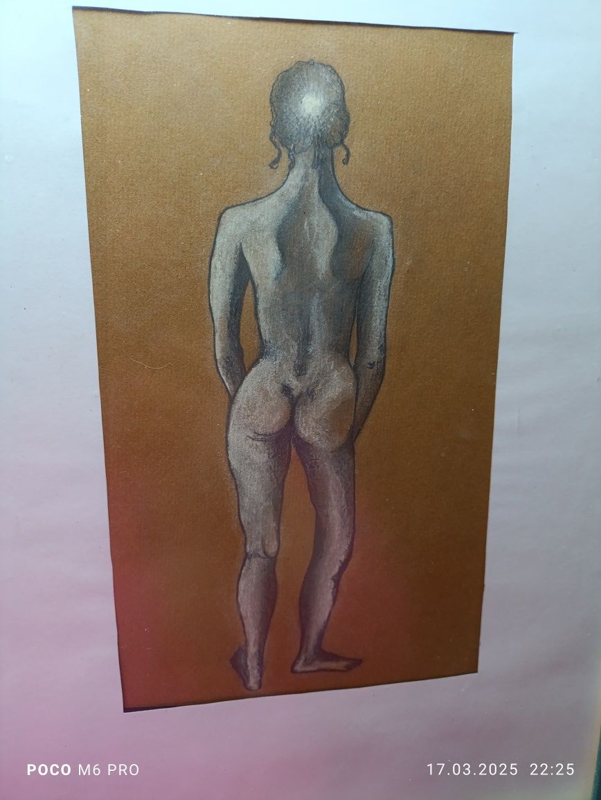 Obraz rysunek kobiety w ramie drewnianej 35cmx 50cm