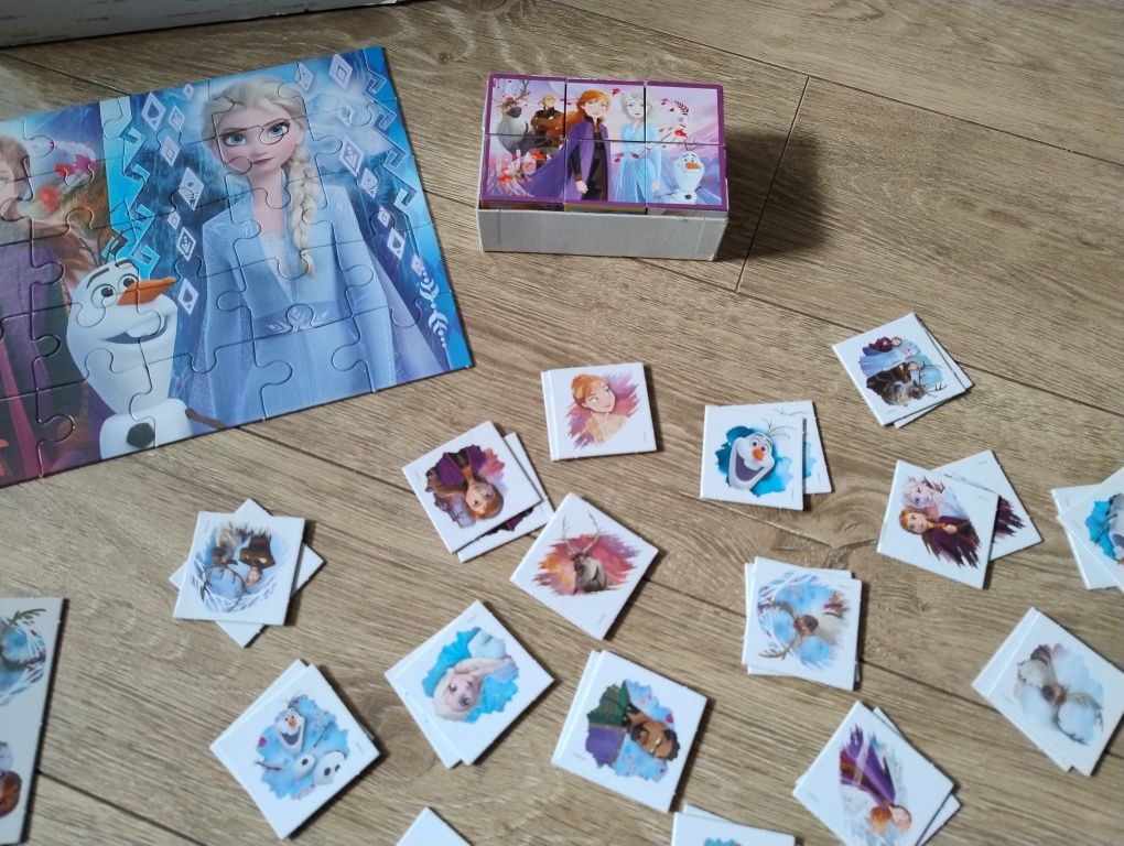 Zestaw gier Frozen kraina lodu puzzle memory domino