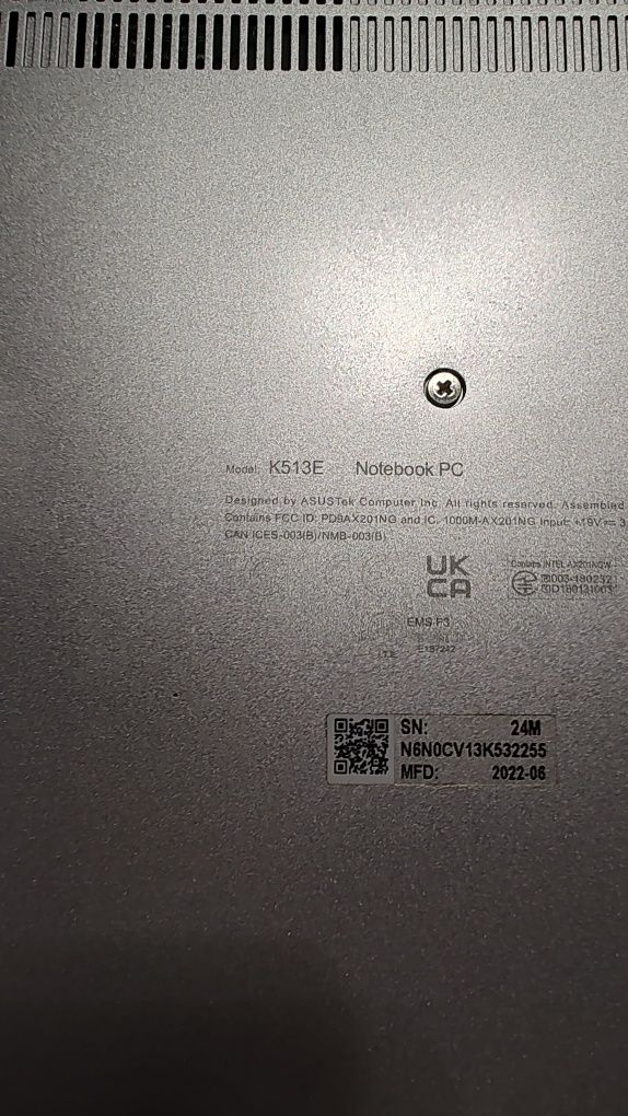 Notebook Asus 15,6"model K513E