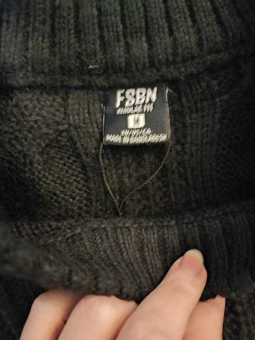 Sweter męski FSBN regular fit,M,czarny sweter pleciony