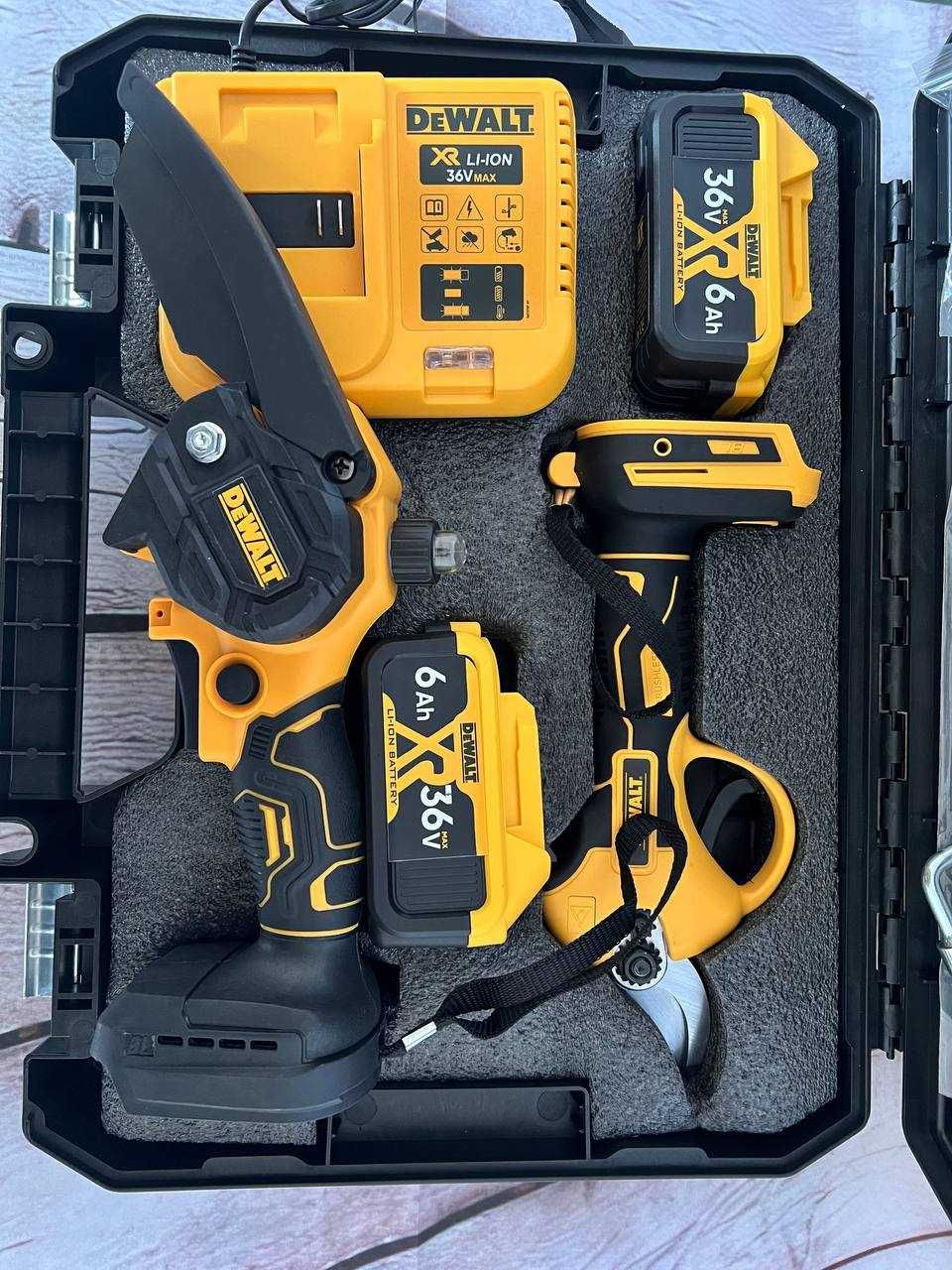 Набір садових інструментів DeWalt 36вт пилаі секатор безщіткові мотори