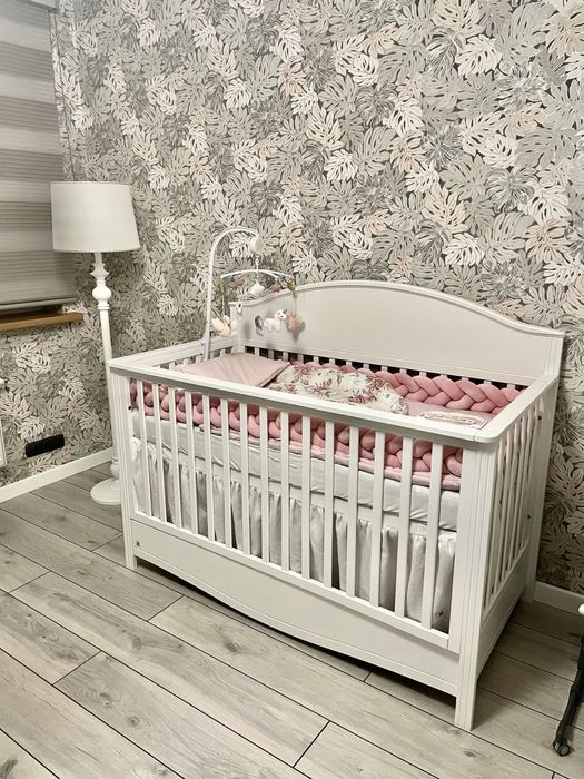 Łóżeczko dziecięce Bellamy Goodnight SNOW białe 140x70 z funkcja sofy